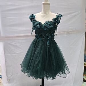 FIESTA FASHION Chic Teal Floral Embellished Midi Dress